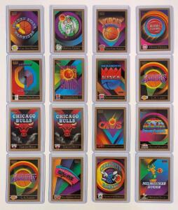 1990-91 SkyBox NBA Team Logo Card Set, Foil Finish, 16 Teams, Near Mint, All In Sleeves