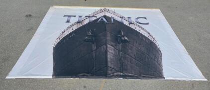 Large Titanic Ship Bow Event Backdrop, 129"'x105", Black & White, Heavy-Duty Fabric