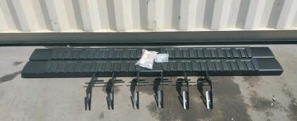 Black Steel Running Boards With Mounting Brackets For 2015-2024 Ford F150 Crew Cab