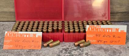 .45 Auto Rim 185gr JHP, 100 Rounds, Quality Ammunition Inc., Brass Reloadable Cases