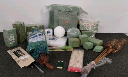 Comprehensive Floral Arrangement Supplies With Oasis Foam Blocks, Styrofoam Shapes, And Accessories
