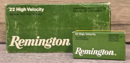 Remington High Velocity .22 LR Rimfire Ammo, 500 Rounds, Lot 1522, Original Boxes