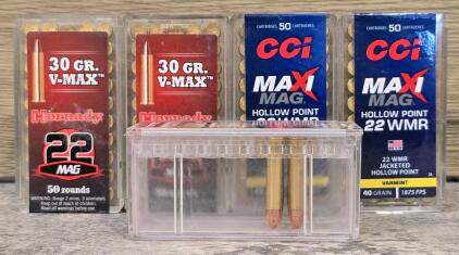 CCI Maxi-Mag 40gr JHP & Hornady V-MAX 30gr .22 WMR Ammunition, 200+ Rounds