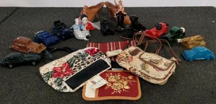 Vintage Avon Car Decanter Collection, Leather Mules Size 10B, Handbags, Dolls & Decor Bundle