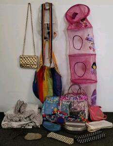 Assortment Of Bags Featuring Disney characters, Dora Laundry Stacker, Snake Heating Rock, Military Mess Kit, And More