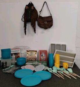 Complete Camping Kitchen/Cookware Bundle: 2 Bags, 3 Cookbooks, 30pc Dishware, Utensils, Containers