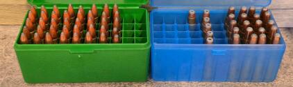 .35 Remington Brass Ammo, Approx. 66 Rounds, Mixed Points, 200gr, Mixed Headstamp, Plastic Boxes