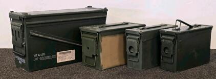 Military Surplus Ammo Cans Set &ndash; U.S. 40mm M548 & .50 Cal M2A1 Steel Storage Containers, Lot STL09A001-003