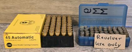 Remington UMC .45 ACP 230gr FMJ Ammunition &ndash; 50 New Rounds + 50 Round Of 9mm Revolver Loads Rounds