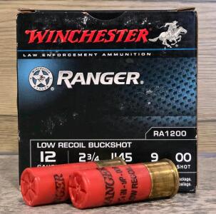 Winchester Ranger RA1200 12 Gauge 00 Buckshot, 2 3/4" Low Recoil, 9 Pellets
