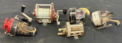 Vintage Fishing Reels: Daiwa 9300C, Pflueger Freespeed 1000, Johnson 088A, 2 Conventionals
