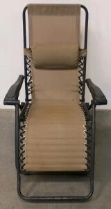 Brown Zero Gravity Folding Recliner Chair, Steel Frame, Mesh, Adjustable Headrest, 250&ndash;300 lb Capacity 43"x27"x36"