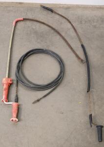 (2) Manual Hand-Crank Drain Snake, 25-35 ft Steel Cable, 1/4" Diameter, Rotary Red Plastic Handle