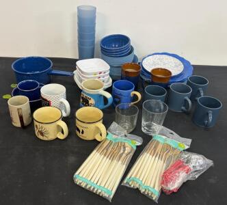 Mixed Kitchenware & Tableware &ndash; Mugs, Bowls, Plates, Cups, Enamel Cookware, Cutlery
