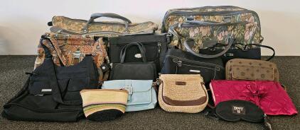 Set Of 3 Floral Bags, 12 Mixed Purses/Wallets Including Rosetti, BUM Equipment, Spirit, And More