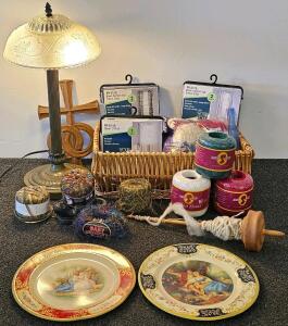 Table Lamp, Wicker Basket, Curtain Panels, Yarn & Thread, Decor Plates
