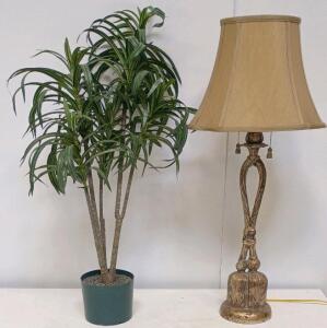 Hobby Lobby Potted Dracaena Artificial Plant, Fabric & Plastic, Indoor Use & Decorative Table Lamp
