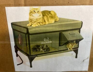 Clawsable Elevated Cat House with Escape Door, Insulated All-Weather Pet Shelter, Model 2025-GJWMXMW-L- New in Box ( Cat Not Included)