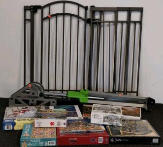 Regalo 2-In-1 Extra Tall Easy Swing Stairway And Hallway Walk Through Baby Gate, 24"-40.5" Wide, 36" Tall, Rockwell Jaw Stand, And Assorted Puzzles