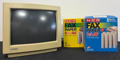 Hyundai HCM-423B Super VGA 14" CRT Monitor & (2) Boxes NCR Fax Paper