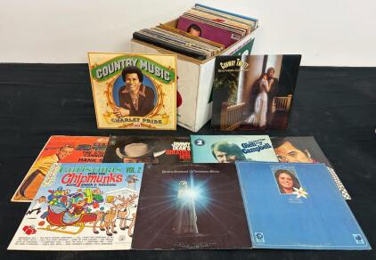 Assorted Vintage Vinyl Records &ndash; Country, Holiday & Pop LPs &ndash; Conway Twitty, Jimmy Dean, Streisand
