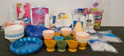 Disposable & Reusable Party Tableware - Plates, Cups, Bowls, Cutlery, Various Brands