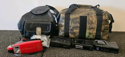 Vintage Sanyo, Koss, Emerson Cassette Players, Dant&eacute; Shoe Polisher (Tested, Works), And 2 Bags