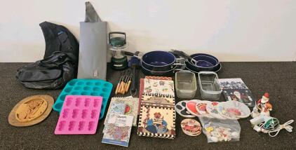 Matching 6 Piece Pot and Pan Set, Rayovac Battery Operated Camping Lantern, Colorful Campfire Roasting Skewer Set, "Cooking Secrets" Cookbook, And More