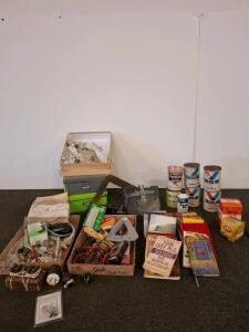 Vintage Auto Parts Lot &ndash; Valvoline Cans, STP Filters, Hand Tools, OMC Oil Kit, 1970s&ndash;1990s Books
