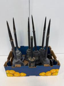 Lot of 7 Solar-Powered Black Pathway Garden Stake Lights, 16&ndash;18 in Height, Ground Mount