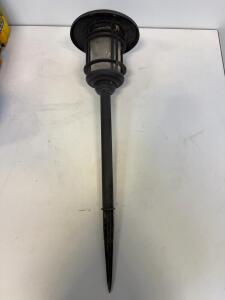 Lot of 8 Solar-Powered Black Pathway Garden Stake Lights, 16&ndash;18 in Height, Ground Mount