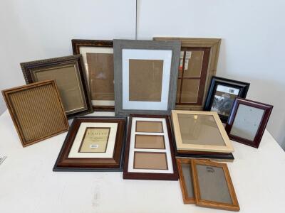 Assorted Lot of 15 Picture Frames &ndash; Mixed Sizes, Materials, and Finishes