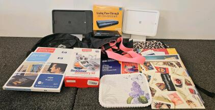 Large Mixed Lot HP/Avery Card & Photo Paper, 2 Square POS Stands, 2 DTV Converters (tested, works), Backpacks, More