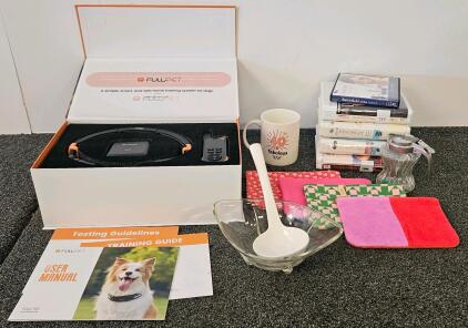 FuluPet FULU 100 Dog Training Collar System with Remote, Rechargeable, Waterproof, Manuals. 4 zipper pouches, cassette tapes, glass dish and more.
