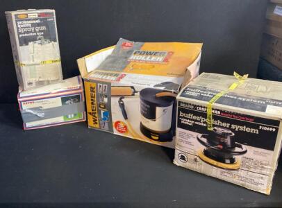 Astro Pneumatic Spray Gun, Sears Craftsman 210699 Buffer/Polisher, Wagner Power Roller Kit in Box ( Unable to Test )