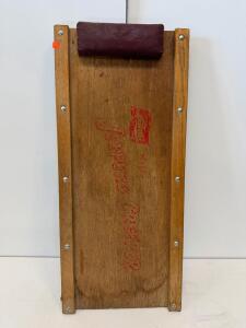 Vintage Wooden Mechanic's Creeper with Padded Headrest and Swivel Casters