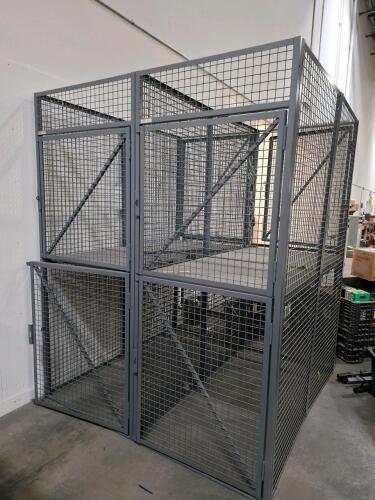Heavy-Duty Wire Mesh Security Cage, 7'6" tall x6 ft wide Double-Door Entry, Interior Shelf
