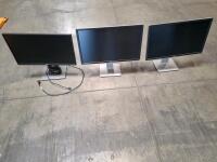 3 Dell 24&rdquo; LCD Monitors, IPS, HDMI, DisplayPort, Adjustable Stands, 1920x1080 FHD