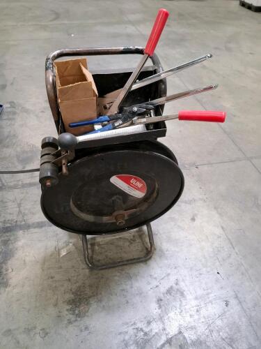 Uline H-39 Industrial Strapping Cart with Tools and Seals, 10" Wheels, 25" x 18.5" x 39"