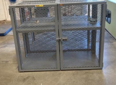 Industrial Metal Mesh Security Storage Cabinet, 60x24x48 in, Steel, Double-Door, Shelved, Gray