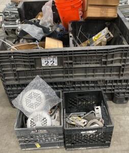 Industrial Surplus Lot: B+W Cables, Long-Cou Hitch Pins, Brackets, Vent Covers, Mixed Hardware and Bin