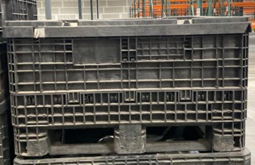 Collapsible Bulk Plastic Pallet Container 48"x45"x34" HDPE 4-Way Entry Stackable Drop Doors