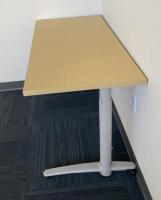 Rectangular Fixed-Height Office Desk, 48x24", Wood Laminate Top, Metal Base - 2