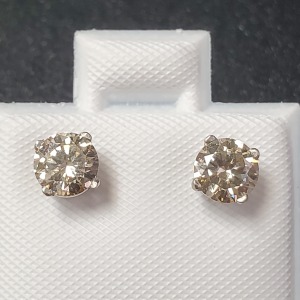 $3965 14K Diamond (0.86Ct,Si1-2,Light Brown) Earrings