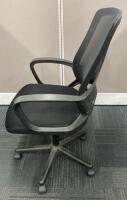 Black Mid-Back Mesh Office Chair with Fixed Armrests and Rolling Base - 2