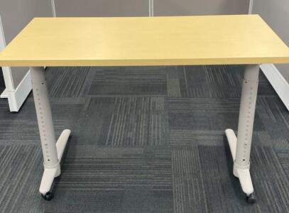 Adjustable Height Office Table with 48" x 24" Laminate Top and Locking Casters