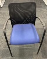 (9) Stackable Guest Chair with Armrests, Mesh Back, Blue Upholstered Seat, Metal Frame, 23"x23"x33" - 2