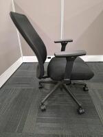 Black Ergonomic Mesh-Back Office Chair, Adjustable Arms, Rolling Base, Fabric Seat, 17-22" Height - 2