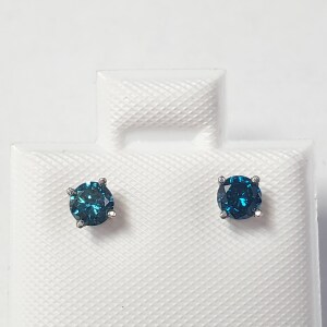 $1175 14K Natural Blue Diamond (Treated)(0.36ct) Earrings