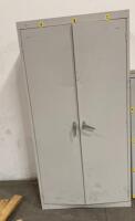 Gray Metal Storage Cabinet, Double Doors, Steel, 72"x36"x18", Labeled, Adjustable Shelves
